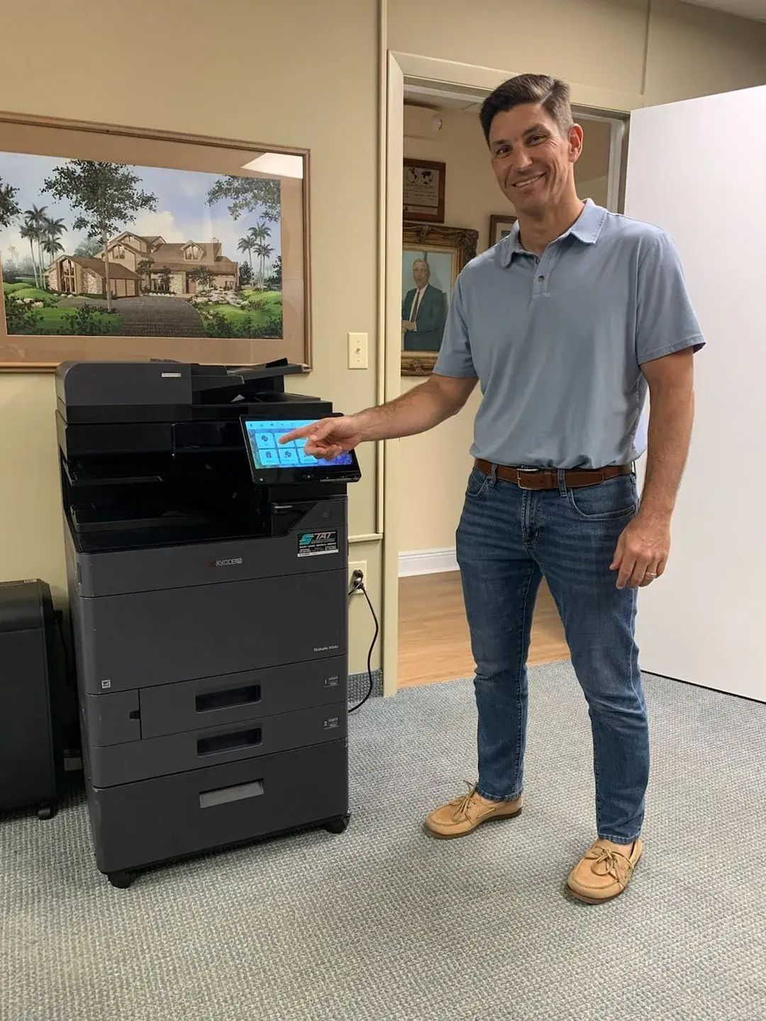 South Florida customer learning to use a newly installed office copier